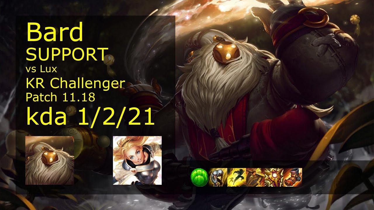 Bard Support vs Lux - KR Challenger 1/2/21 Patch 11.18 Gameplay // [롤] 바드 vs 럭스 서폿