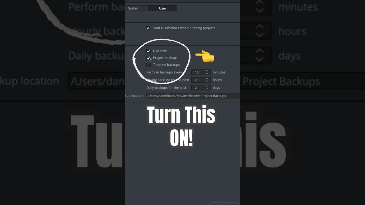 Protect Your Projects from CRASHES! Enable Auto Backups- DaVinci Resolve
