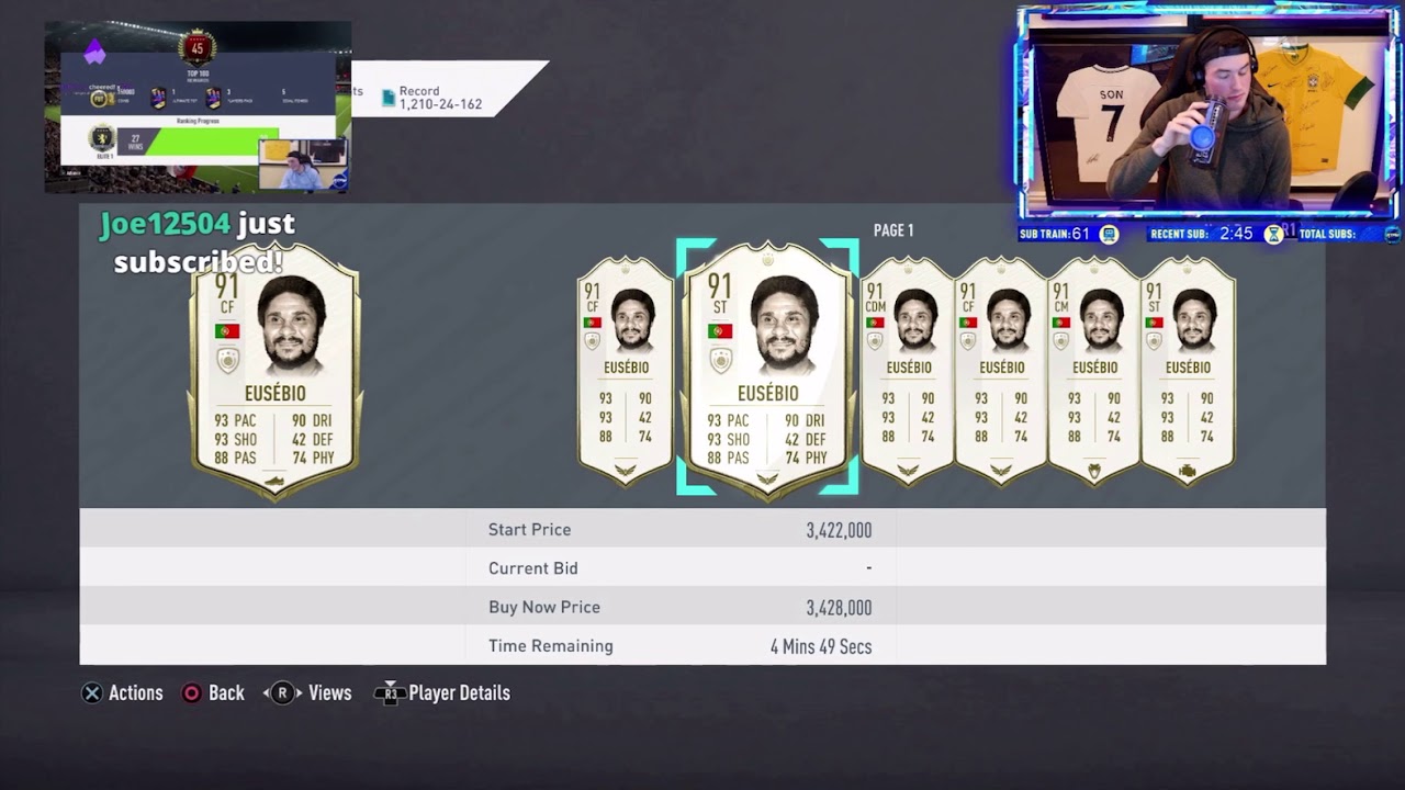 FIFA 20- NICK RUN THE FUT MARKET PACKS EUSEBIO FROM MID ICON PACK