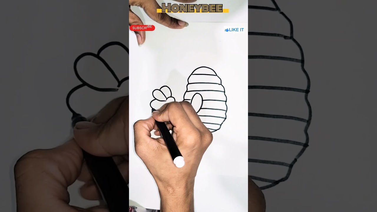 How to Draw a Honeybee 🐝 & Honeycomb | Easy Step by Step for Kids 