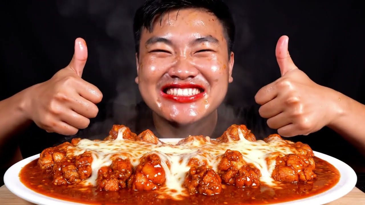 🔥 VOLCANO CHEESE CHICKEN Mukbang 🍗🧀 Spicy Yangnyeom Chicken & Mozzarella Waterfall (Fire Challenge)