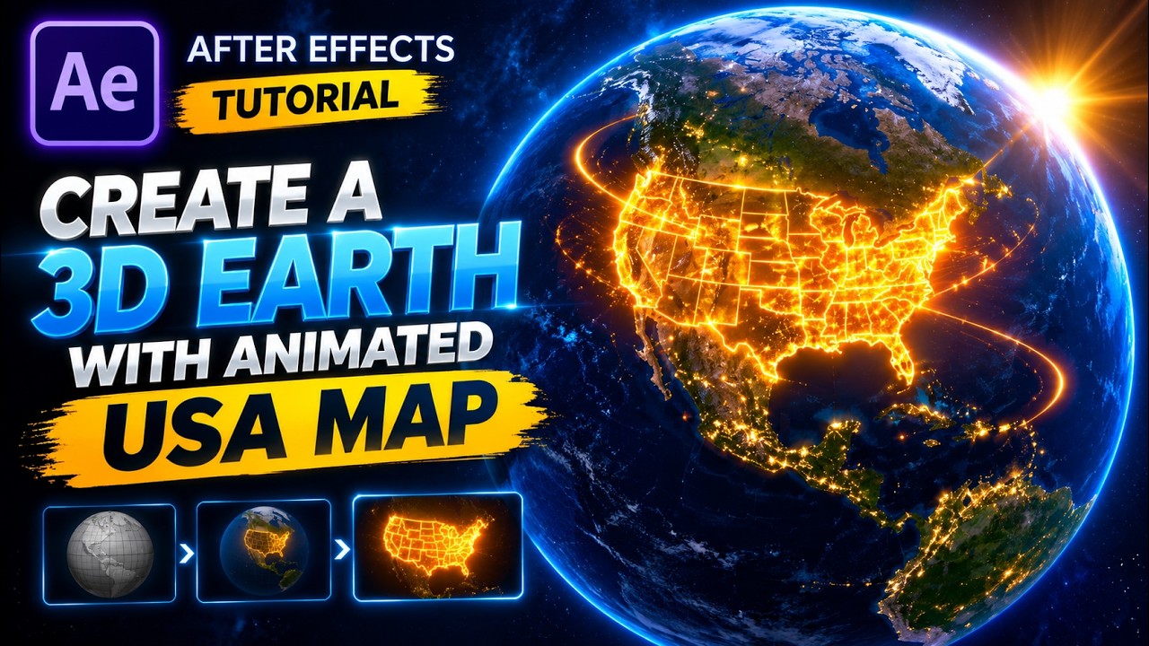 Create 3D Earth with Map Animation in After Effects Tutorial - YouTube