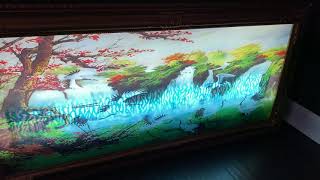 Vintage Lighted Waterfall Picture w/ Sound 39x19x3