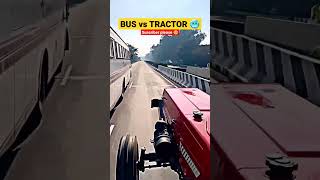 BUS vs TRACTOR 🥵 बस ओर ट्रैक्टर 😱 #shot #shorts #youtubeshorts #volvo #wheels #tractor #race #viral