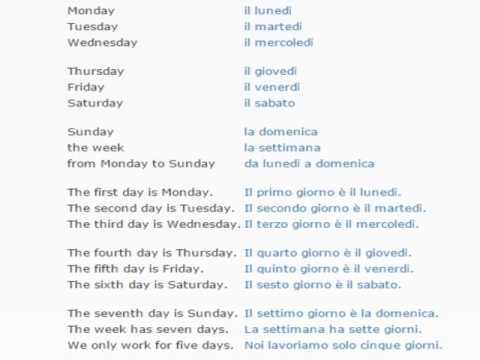 Italian lesson/English lessons how to study Italian 9 (Days of the week)