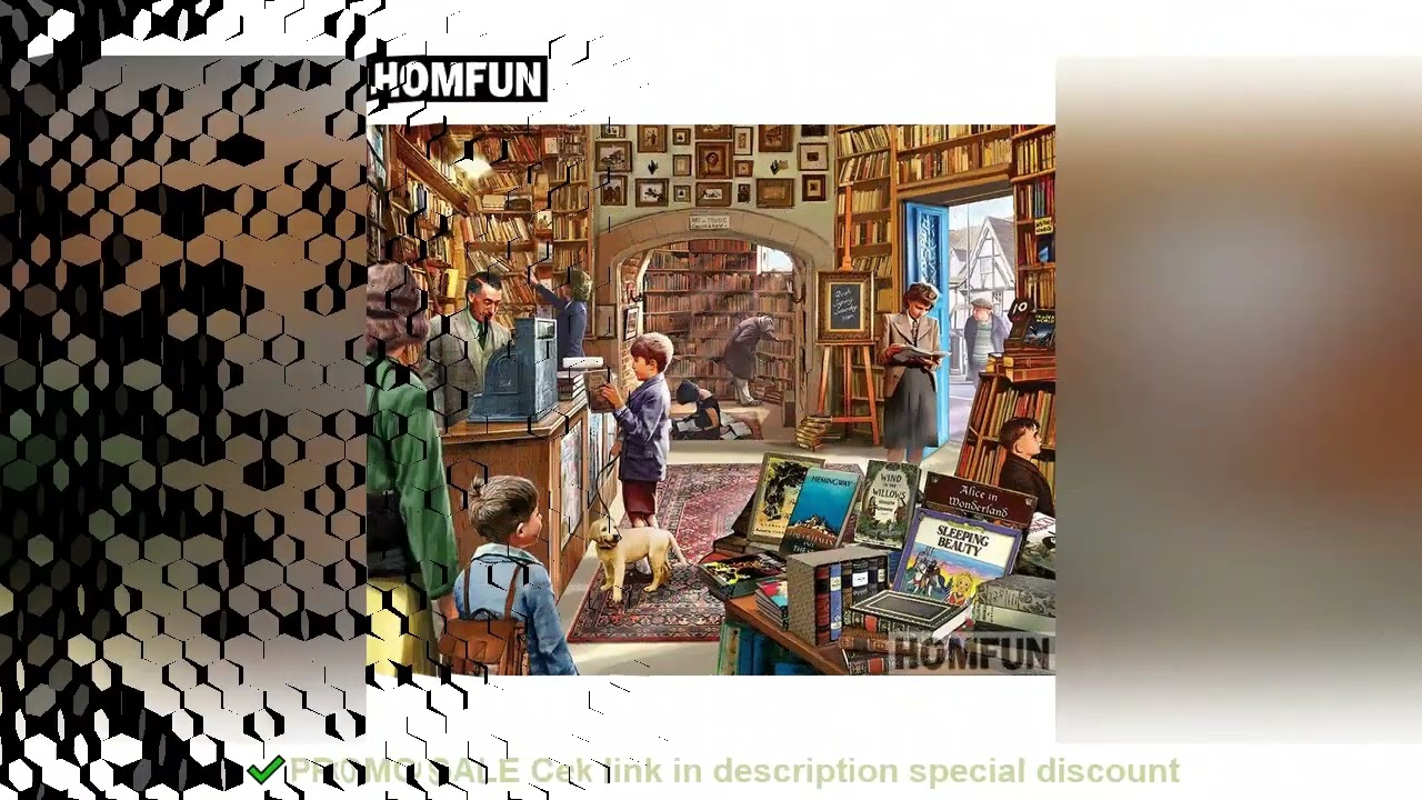 HOMFUN Full Square/Round Drill 5D DIY Diamond Painting "Bookstore" 3D Embroidery Cross Stitch 5D Hom