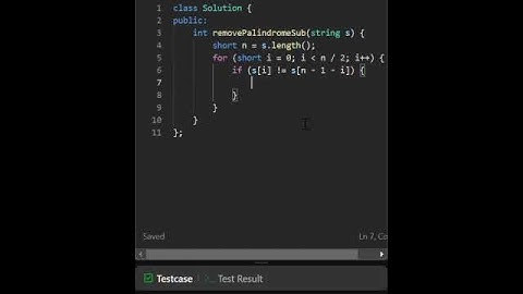 Simple and short solution to Remove Palindromic Subsequences - LeetCode No. 1332