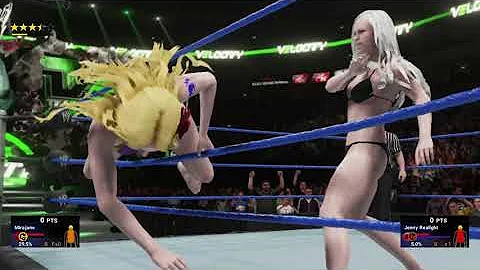 WWE 2K19 Mirajane VS Jenny Realight Bikini Barefoot 2 out of 3 falls match