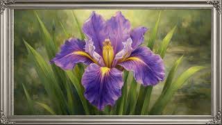 Louisiana Iris in Bloom | 4K Framed Oil Painting for TV | Relaxing Southern Wall Art screenshot 3