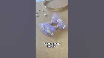 Tulle bow with pearls tutorial #bowdiy #diybows #tulle #hairbowtutorial #bowmaking #bowtutorial