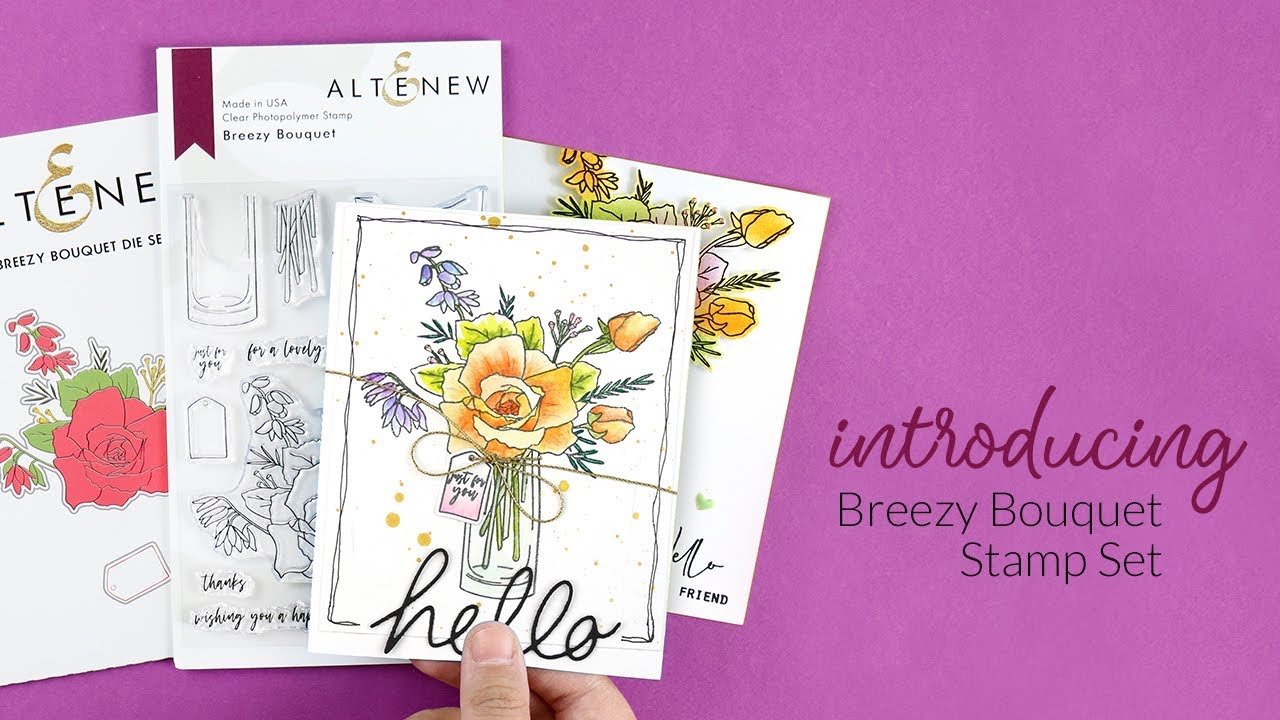 Gorgeous Floral Bouquet Stamp Set for Card Making - Altenew Stamps Intro - Breezy Bouquet