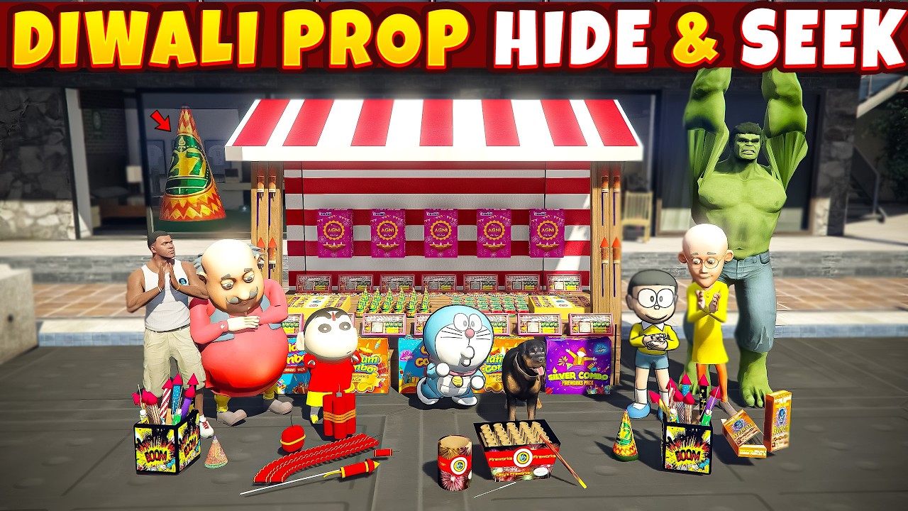 Franklin Playing Diwali Prop Hide & Seek With Shinchan & Avengers in Gta 5 in Telugu