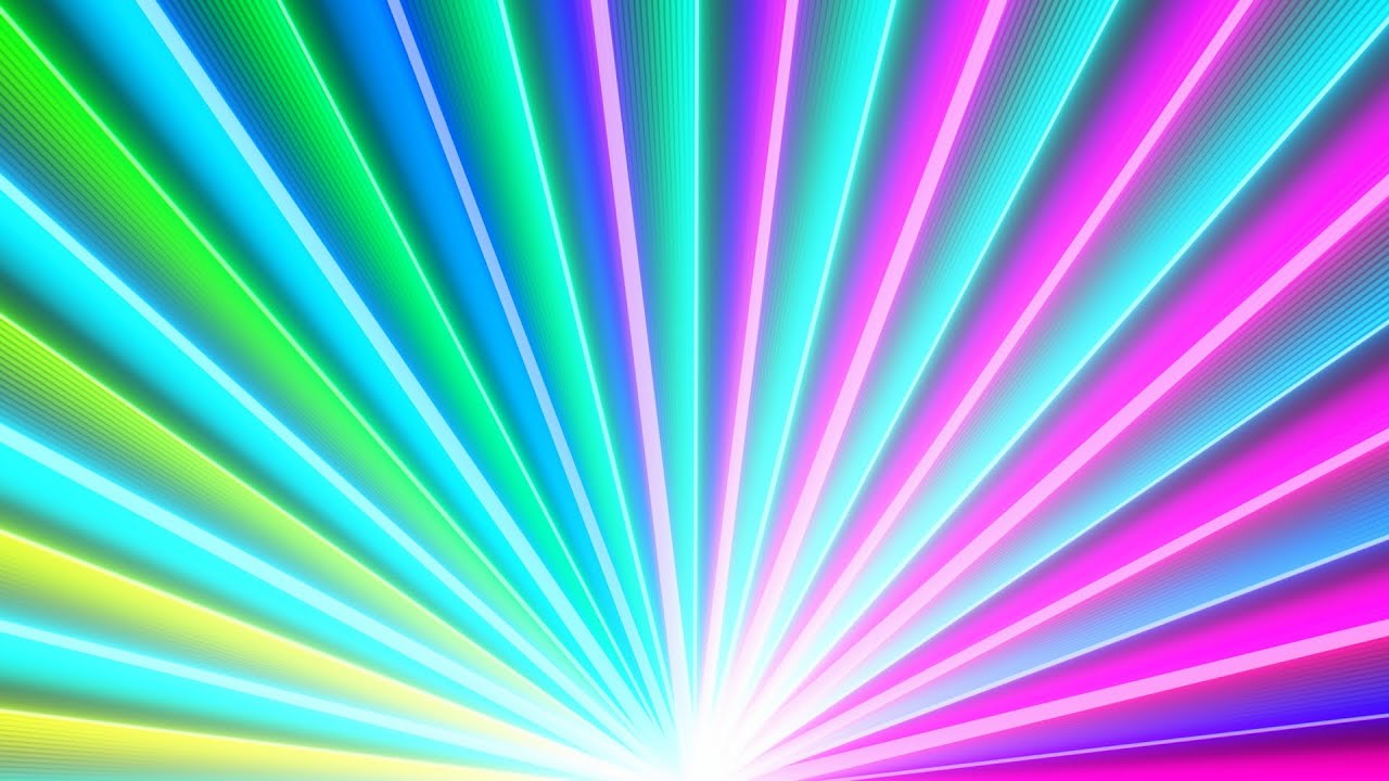 Rotating Multicolored Bright Rainbow Glow Neon Laser Beams Light Show 4K Background VJ Video Effect