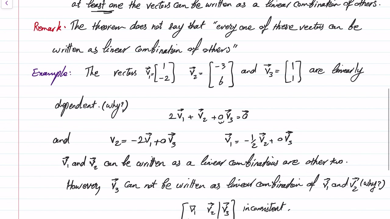 Labtube-(Linear Algebra I)- Linear Dependence: an Equivalent Version