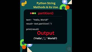 Exploring Python String Methods 'partition()' #python #coding #interview #pythontutorial