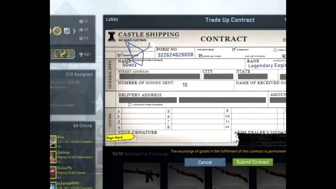 CS-GO Dragon lore trade up contract я скрафтил loren dragon дааааа ...