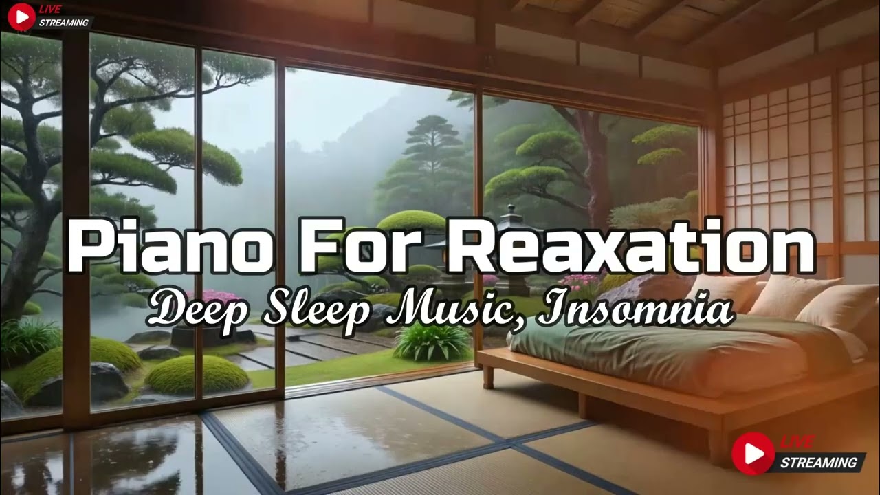 Relaxing Sleep Music + Insomnia - Stress Relief, Rain Sounds in Cozy Bedroom, Deep Sleeping Music