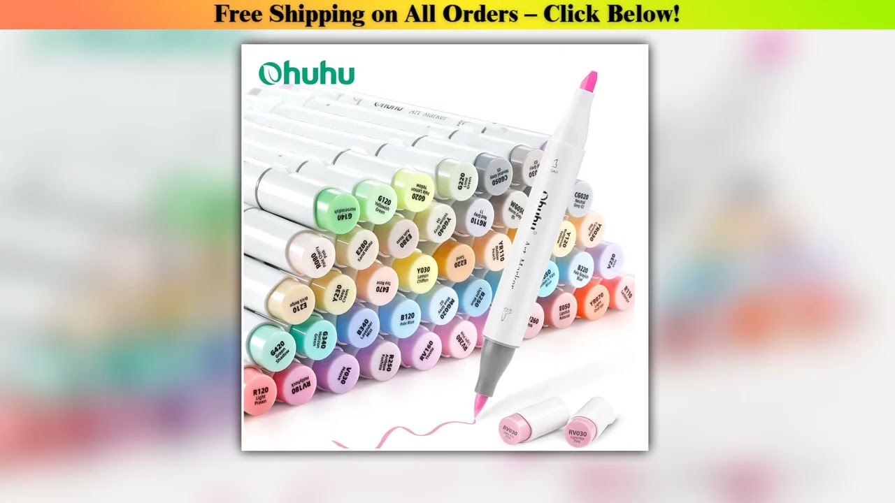 Ohuhu Honolulu 48 Pastel Colors Marker Pen Set Alcohol Art Markers Refillable Dual Tips Sketching