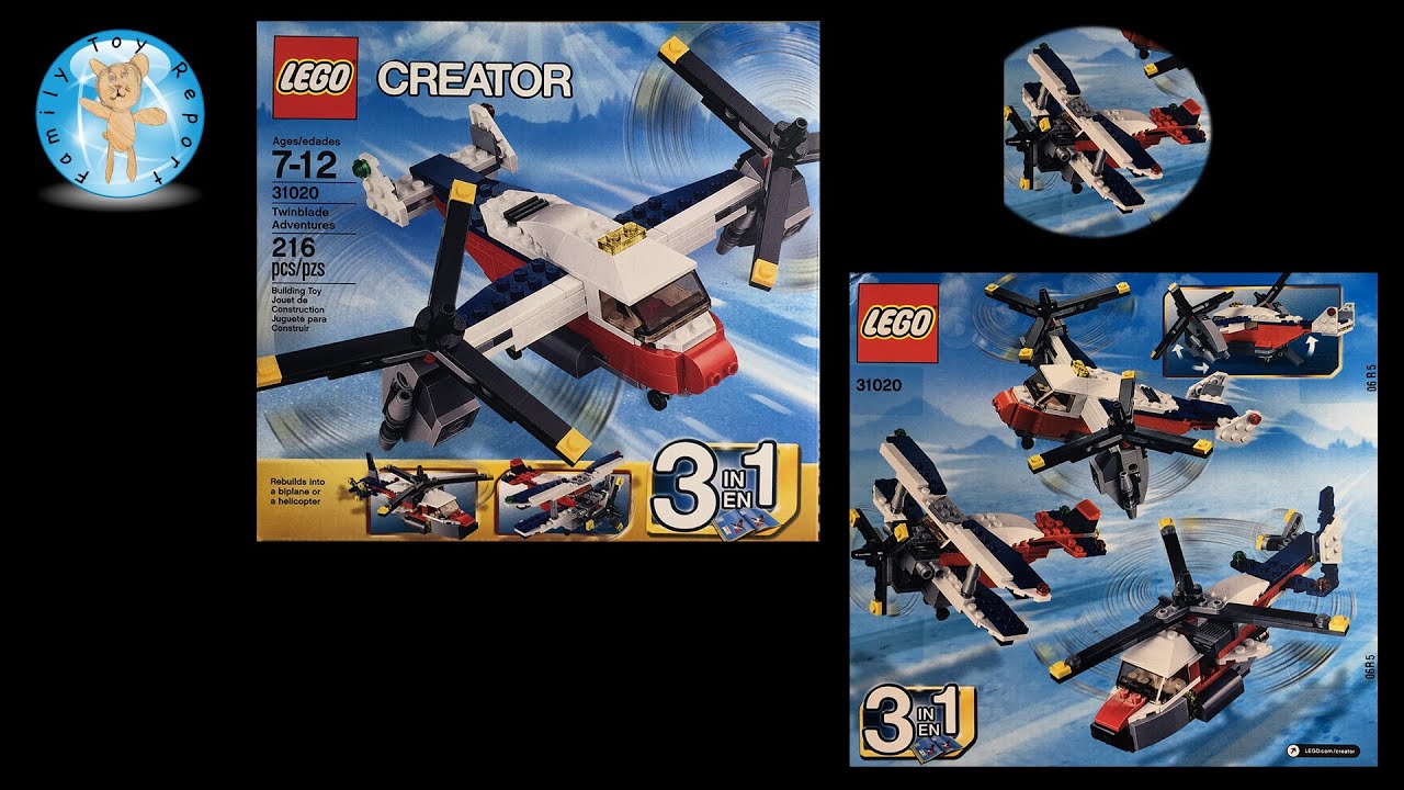 LEGO Creator Twinblade Adventure Biplane 31020 Stop Motion Build 2 of 3 - Family Toy Report