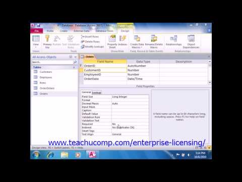 Microsoft Office Access Tutorial 2010 Field Properties Lesson 4.8 Employee Group Training
