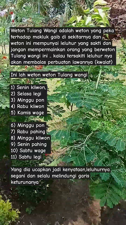 Weton Tulang Wangi (keturunan leluhur sakti) #primbonjawa #wetonjawa #weton #wetonkelahiran #jawa