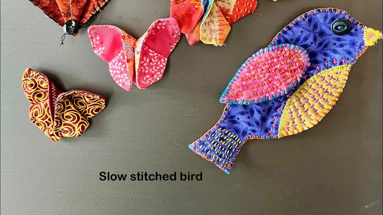 Медленно вышиваю свой шаблон птицы 