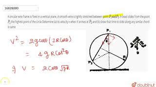 A circular wire frame is fixed in a vertical plane. A smooth wire is tightly stretched between point