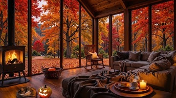 Soothing Autumn Cabin Ambiance 🍂 Smooth Jazz & Fireplace Crackles for a Fresh Start