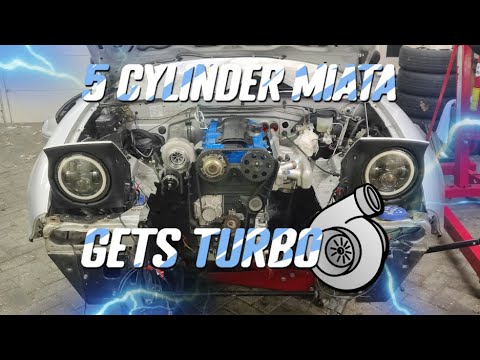 Mounting the Turbo for the 5 cylinder Miata engine swap - YouTube