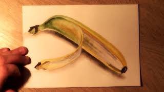 ​Drawing a Hyper Realistic banana with watercolour and colored pencils. Рисуем реалистичный банан