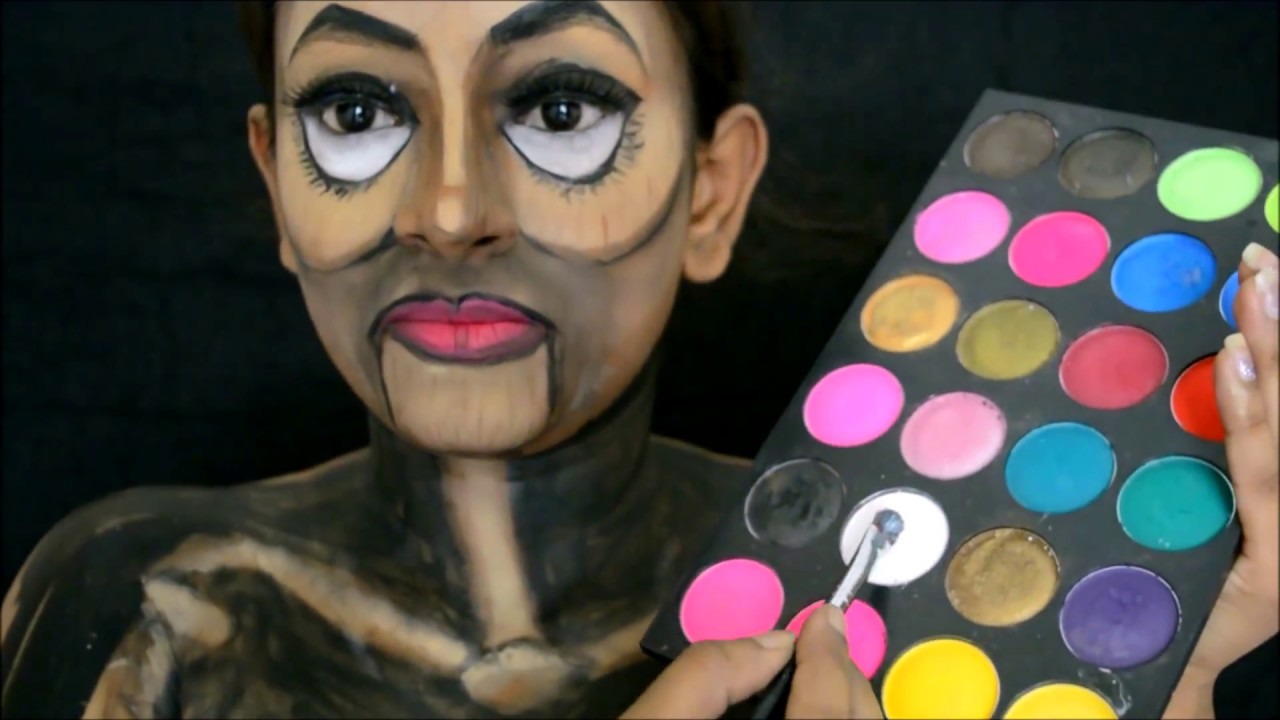 Easy Halloween Creepy Wooden Puppet Doll Makeup Tutorial For