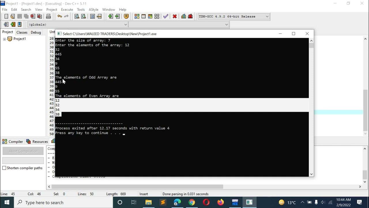 C Program to Put Even & Odd Elements of an Array in 2 Separate Arrays ...