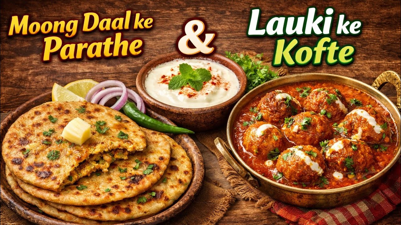 Healthy aur Tasty! Moong Daal ke Parathe with Lauki ke Lazeez Kofte😋