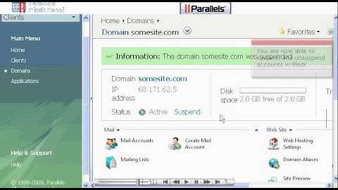Suspending a hosting account in plesk