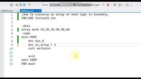 Traversing of Array of word type in Assembly language