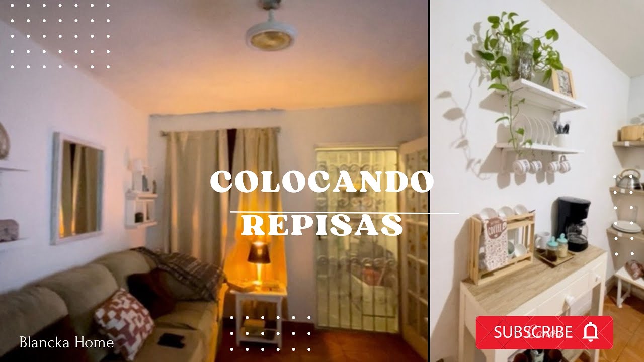 Casa Infonavit /Colocando más repisas/ decorando sala y cocina con colores neutros