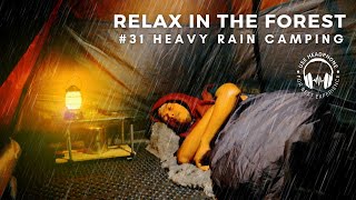  RELAXED IN RAIN FOREST - solo camping in heavy rain with thunderstorm (Rain ASMR)
