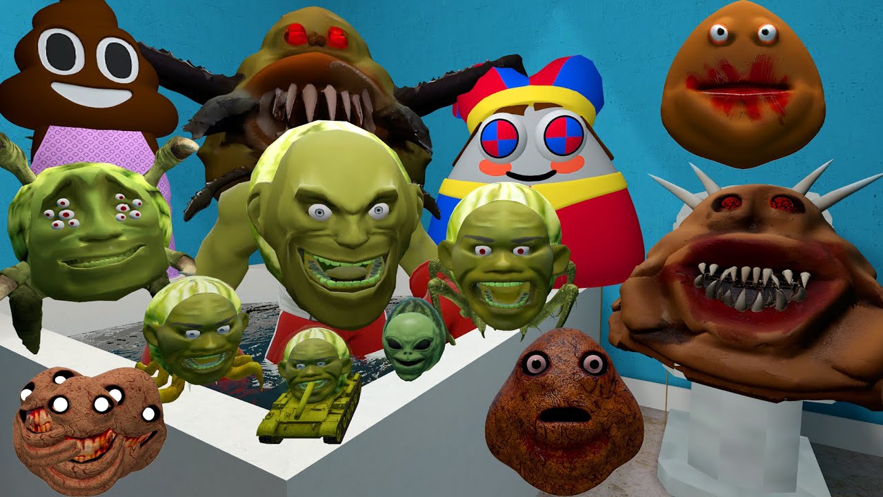 УНИЧТОЖЬТЕ ВСЕ 3D ROBLOX POU BOU'S REVENGE И LIN GANG MELON SPARTAN KICK в ванной Garry's Mod