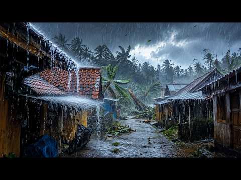 Fall Asleep Instantly with Heavy Rain on a Village Roof & Thunder Sounds | Deep Sleep Rain (No Ads)