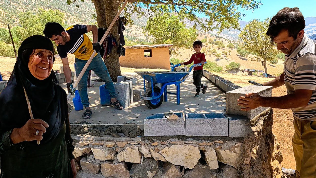 Putting Cement Blocks around the Farm platform