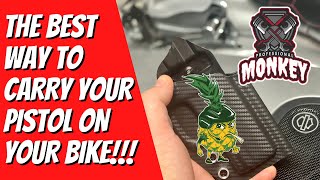 The BEST way to safely carry your EDC pistol on your motorcycle - Tactical Pineapple Holster Mount!!