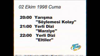 TGRT Geceyarısı Yayın Kuşağı ve Yayın Kapanış - 2.10.1998 Saat 02:55 - 03:07 (VHS Montaj)