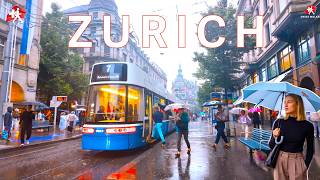 Zurich, Switzerland – Stormy Walk in Heavy Rain | Peaceful & Beautiful 4K 🇨🇭