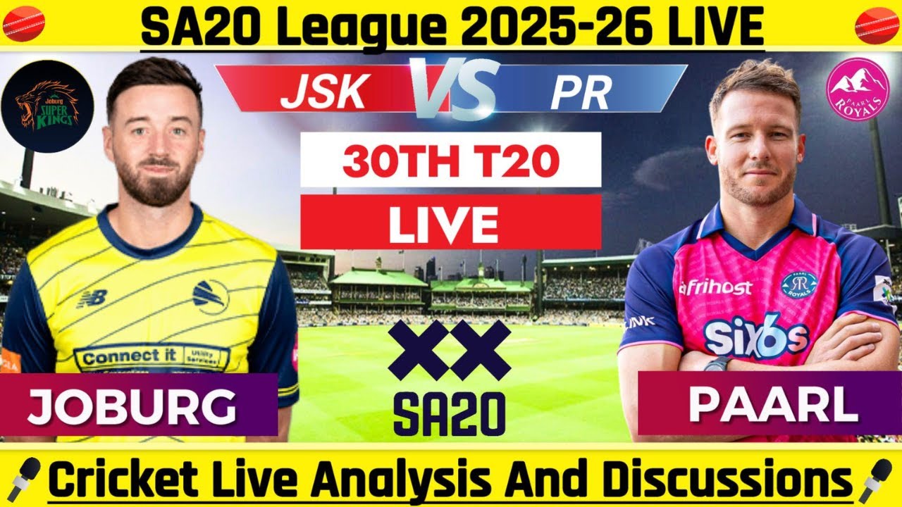 Joburg Super Kings vs Paarl Royals Live Score | SA20 2026