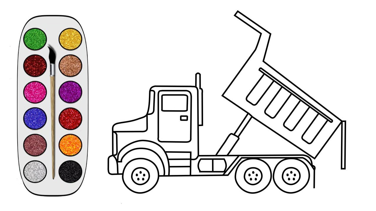 Cara menggambar  dan Mewarnai Dump Truk  Pengangkut Pasir 