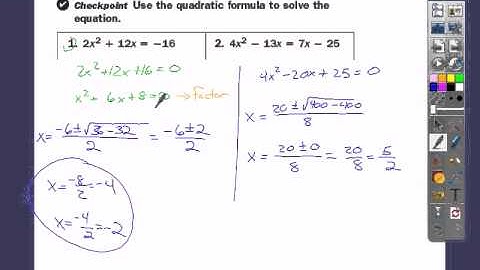 ALG2 CH4.8 (Quadratic Formula and Discriminant)