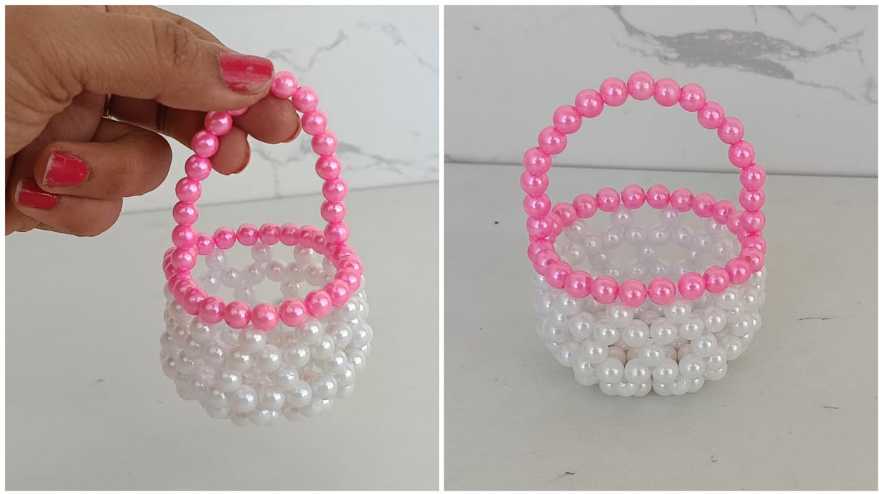 How to Make Pearl Beaded Basket | Beaded Mini Basket Tutorial | DIY Beads Craft | Easy Basket making