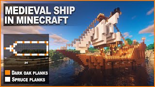 Minecraft: How to build a Medieval ship | Tutorial 1.16