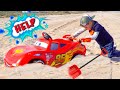Artem pretend play with Lightning McQueen toy and Ride On Power Wheels. Collection Videos for Kids