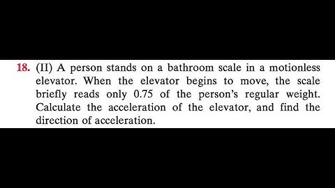 A person stands on a bathroom scale in a motionless elevator. When the elevator begins to move, the